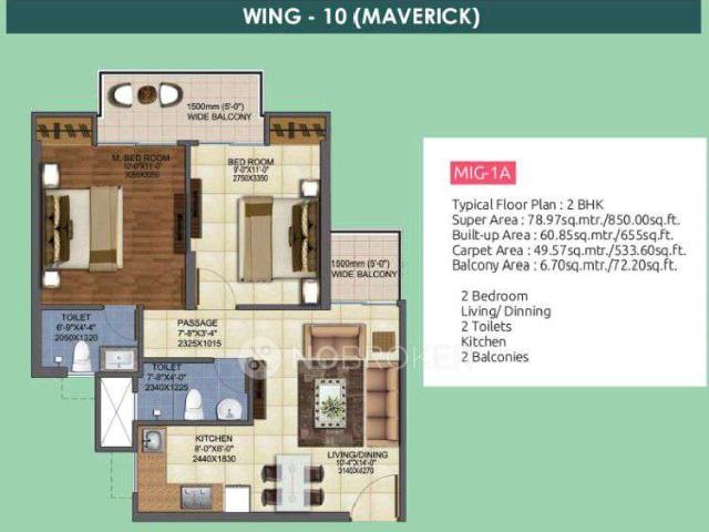 2 BHK Flat In Mahagun Maverick For Sale In Gaur Chowk