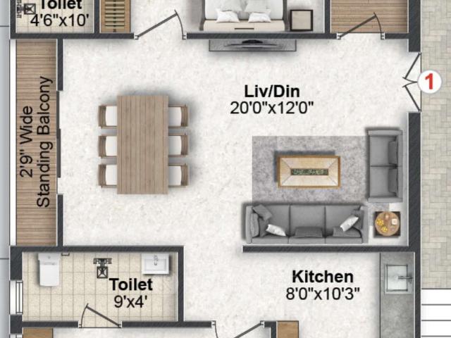 2 BHK Flat In Nandan Krishn For Sale In Manikonda