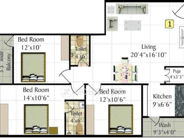 2 BHK Flat In Eapl Apartment For Sale In, Mallapur