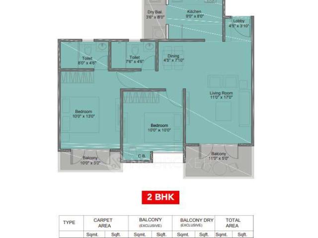2 BHK Flat In Kohinoor Viva City For Sale In Dhanori