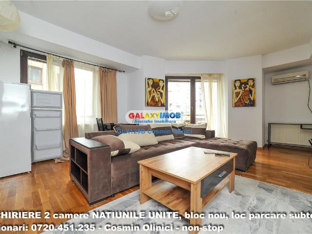 2 camere natiunile unite, boc nou, parcare subterana, 8 minunte metrou