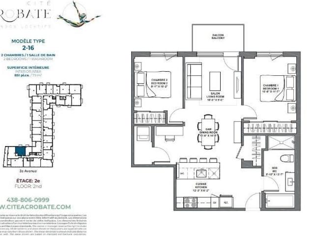2 CH 1 SDB Montreal $2,000 /mo