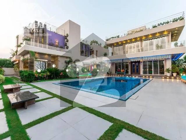 2 kanal slightly used galleria design fully furnished villa with beautiful outdoor swimming pool plus cenima playing area for sale in dha phase 3 near to park