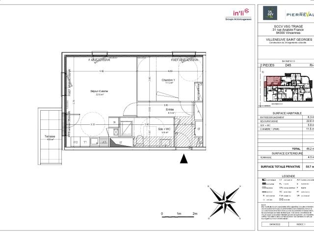 2 pièces · 46.2 m²