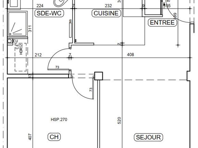 2 pièces de 46m² Cambronne