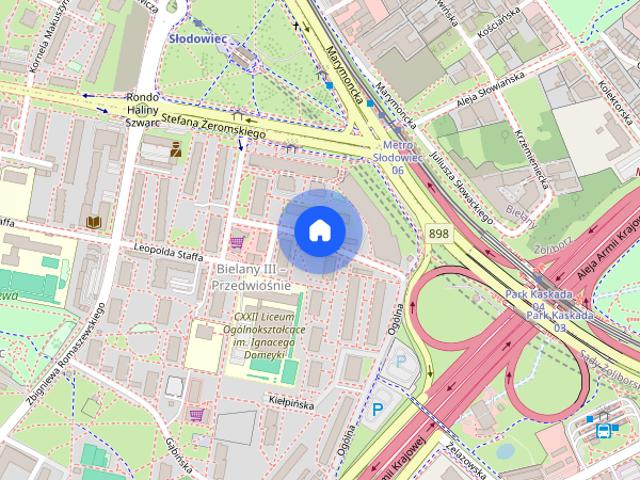2 pokoje ciche, metro Słodowiec 4 min, balkon, zieleń