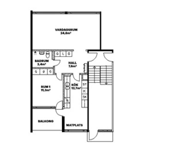 2 rum lägenhet på 66 m2, Skultuna, Västmanland