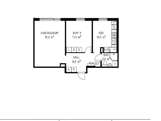 2 rum och kök 54 m² 8 642 kr