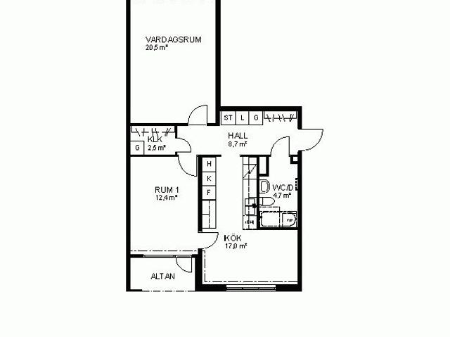 2 rum och kök 68 m² 8 914 kr