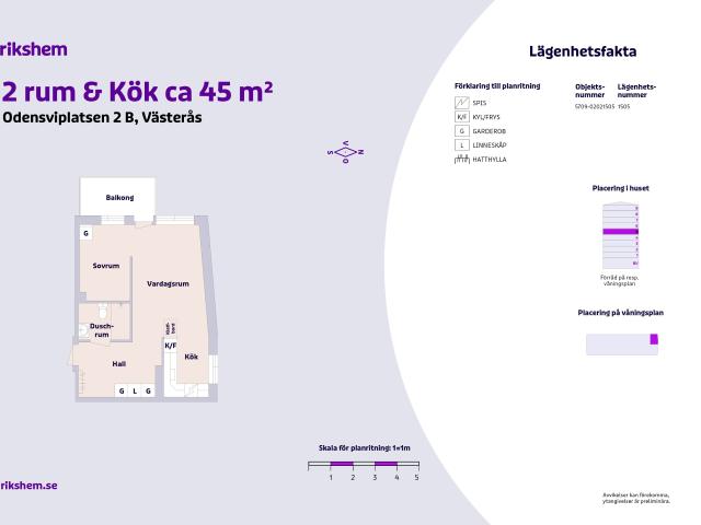2 rums lägenhet i Västerås 45 m² 7 134 kr