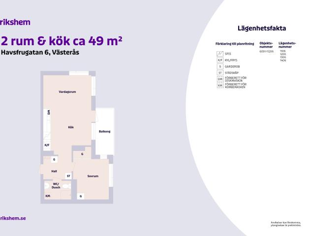 2 rums lägenhet i Västerås 49 m² 9 828 kr