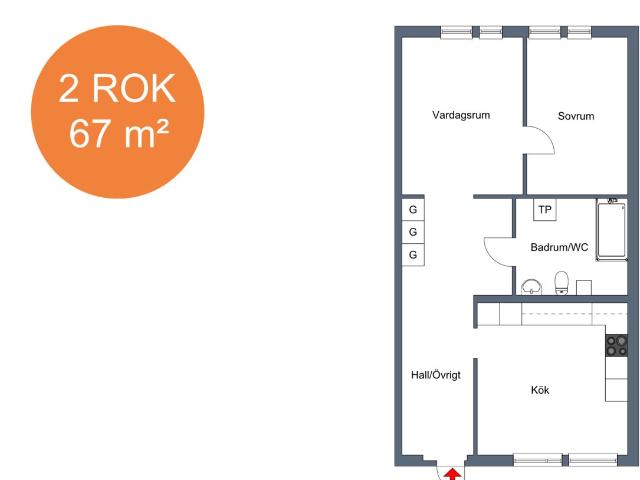 2 rums lägenhet i Arboga 67 m² 9 228 kr