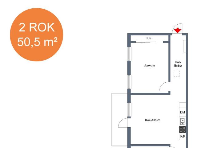 2 rums lägenhet i Eskilstuna 50 m² 7 004 kr