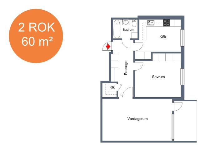 2 rums lägenhet i Eskilstuna 60 m² 7 445 kr