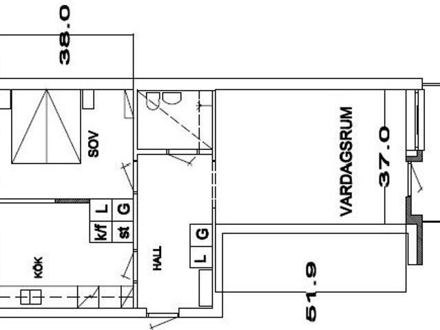2 rums lägenhet i GRUMS 54 m² 6 416 kr
