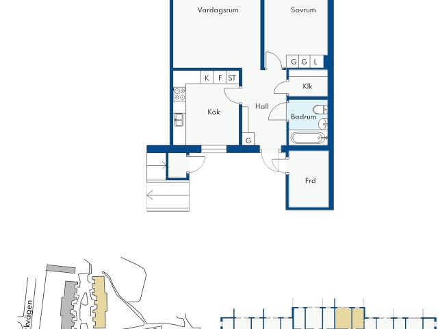 2 rums lägenhet i Karlsborg 63 m² 7 065 kr