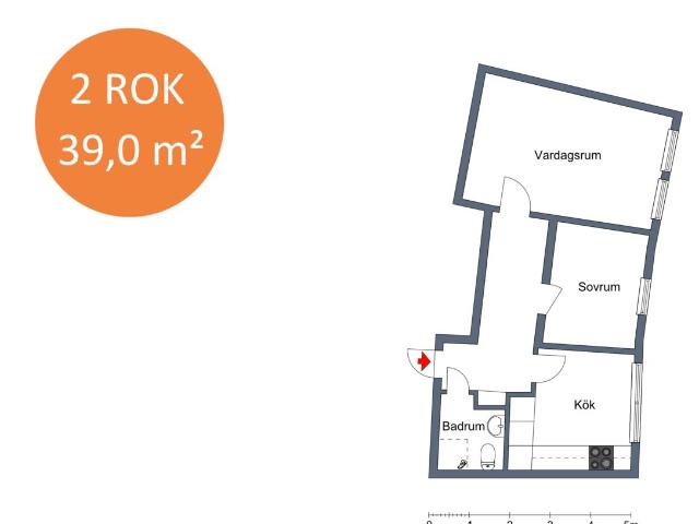 2 rums lägenhet i Karlskrona 39 m² 6 912 kr