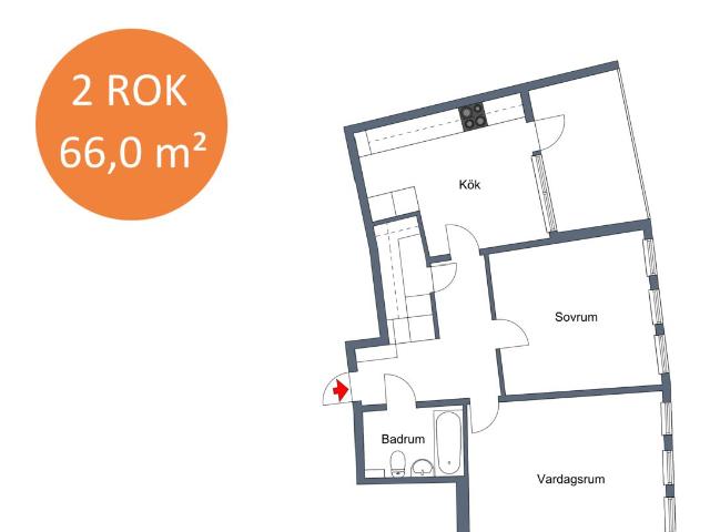 2 rums lägenhet i Karlskrona 66 m² 9 452 kr