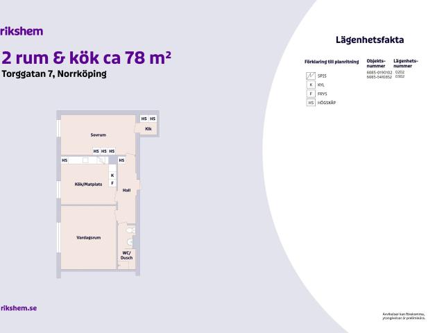 2 rums lägenhet i Norrköping 78 m² 9 561 kr
