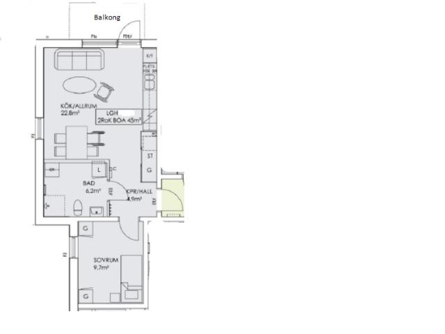2 rums lägenhet i RÄTTVIK 45 m² 6 821 kr