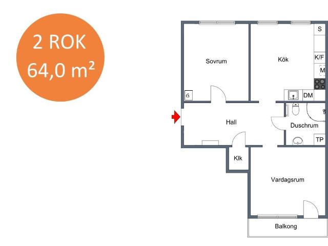 2 rums lägenhet i Södertälje 64 m² 9 863 kr