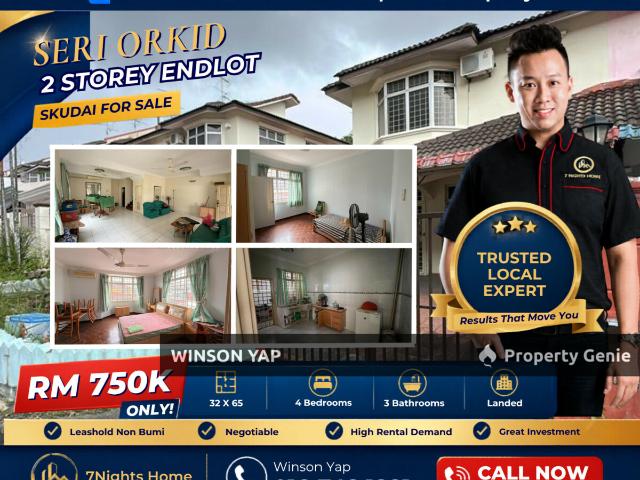 2 Storey Terrace House End Lot Below Bank Value Tmn Seri Orkid Skudai
