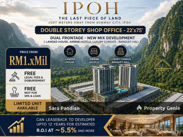 2 storey Dual Frontage Shop for Sale in Sunway Ipoh
