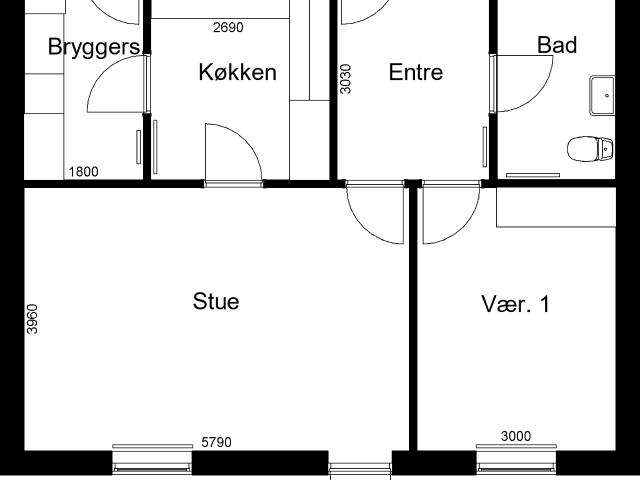 2 værelses hus i Roslev
