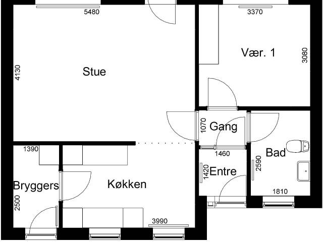 2 værelses hus i Spøttrup