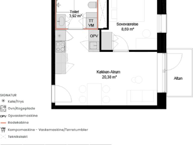 2 værelses lejlighed på 46 m²