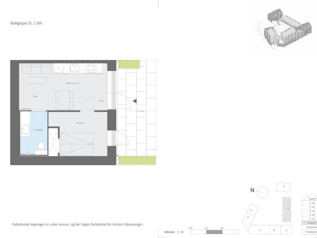 2 værelses lejlighed på 43 m²