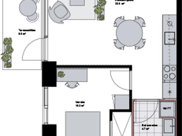 2 værelses lejlighed på 54 m²