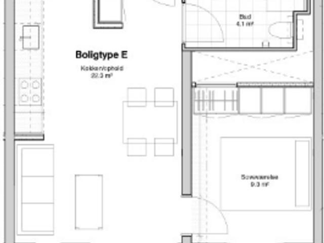 2 værelses lejlighed på 56 m²