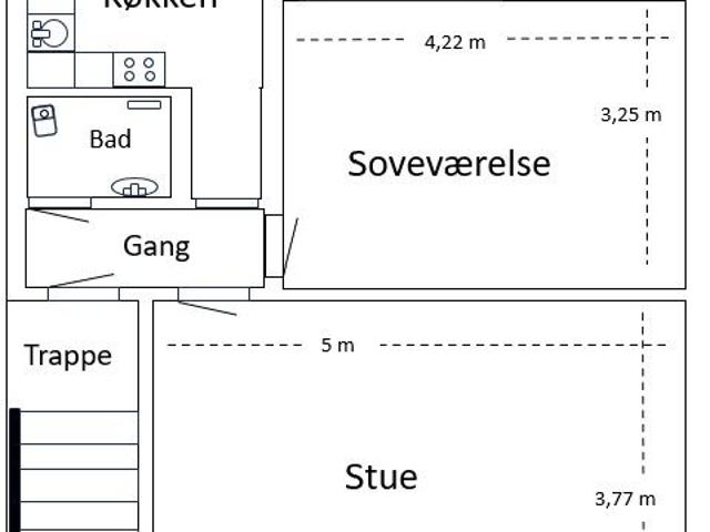 2 værelses lejlighed på 57 m²
