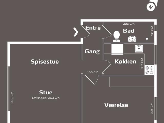 2 værelses lejlighed på 57 m²
