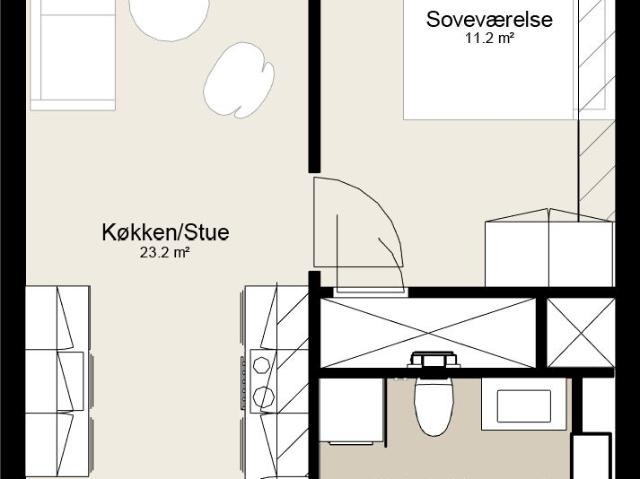 2 værelses lejlighed på 64 m²