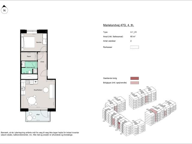 2 værelses lejlighed på 65 m²