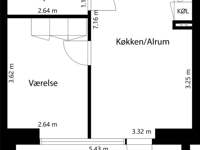 2 værelses lejlighed på 65 m²