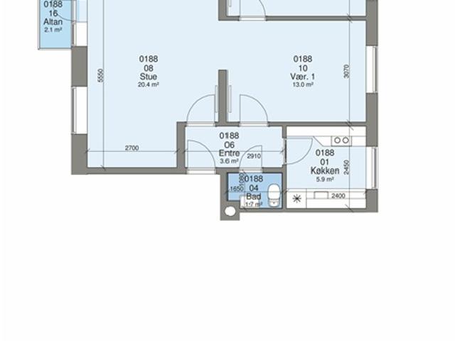 2 værelses lejlighed på 67 m2, Silkeborg, Aarhus
