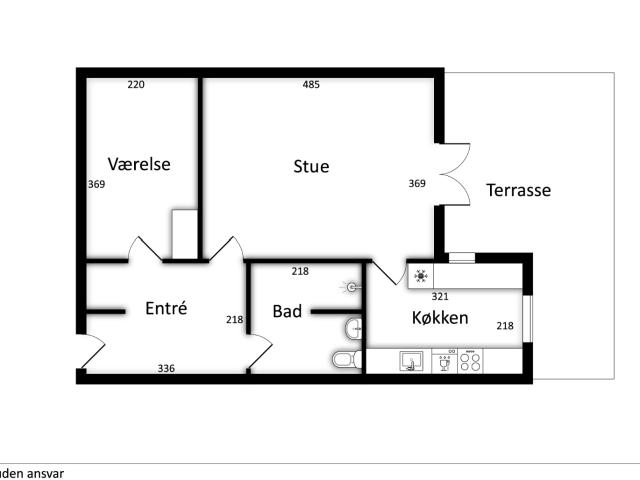2 værelses lejlighed på 60 m²