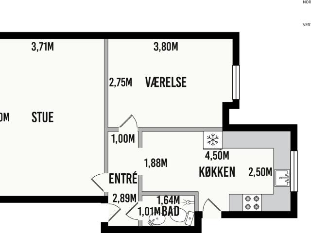 2 værelses lejlighed på 61 m²