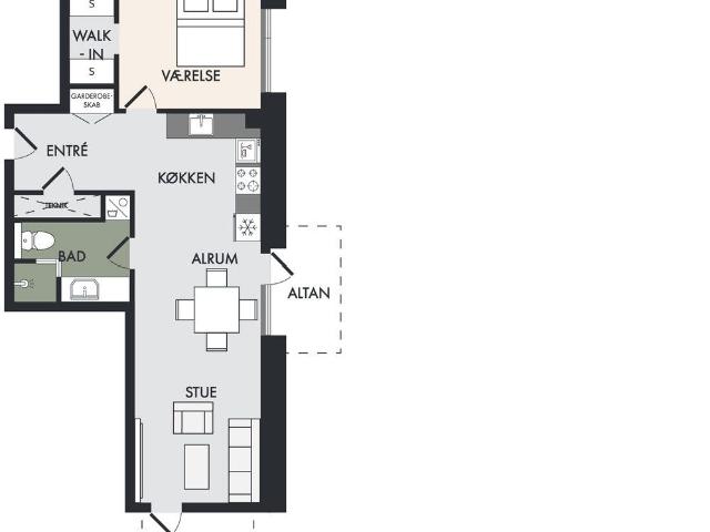 2 værelses lejlighed på 61 m²