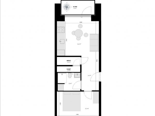 2 værelses lejlighed på 63 m²