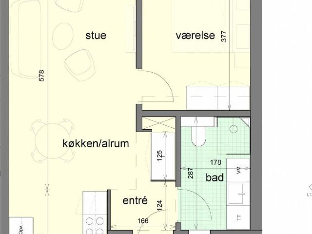2 værelses lejlighed på 63 m²