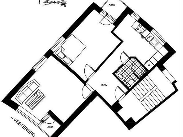 2 værelses lejlighed på 76 m²