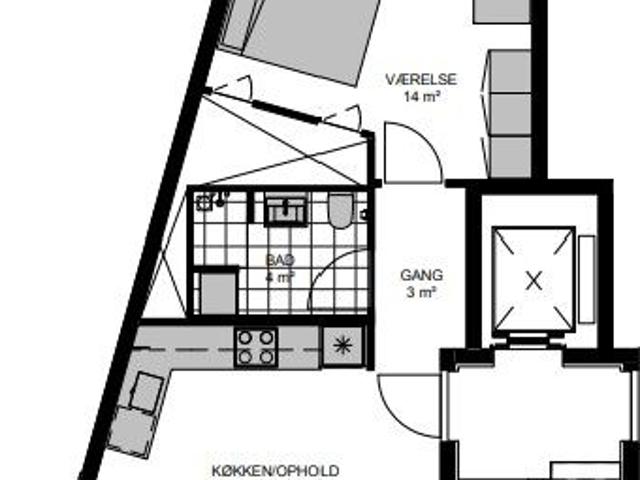 2 værelses lejlighed på 71 m²