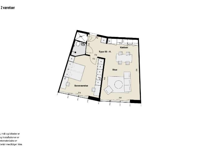 2 værelses lejlighed på 72 m²
