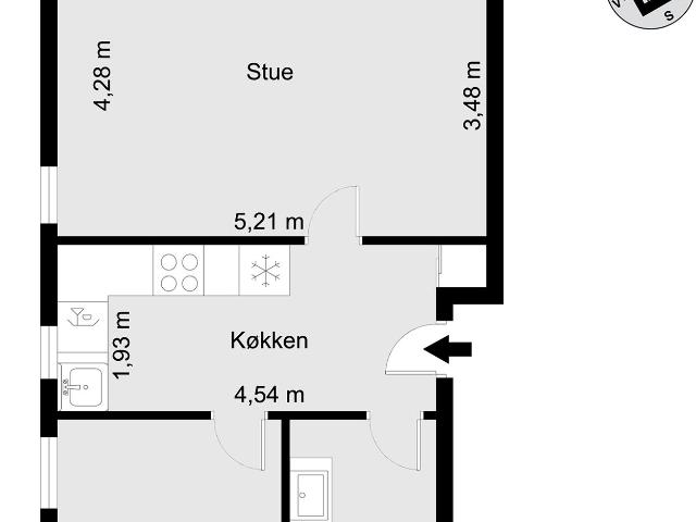 2 værelses lejlighed på 72 m²