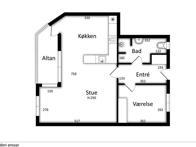 2 værelses lejlighed på 73 m²