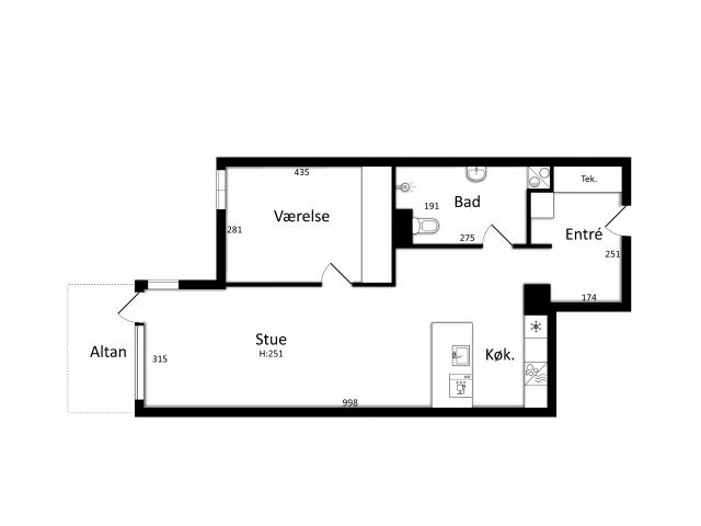 2 værelses lejlighed på 81 m²